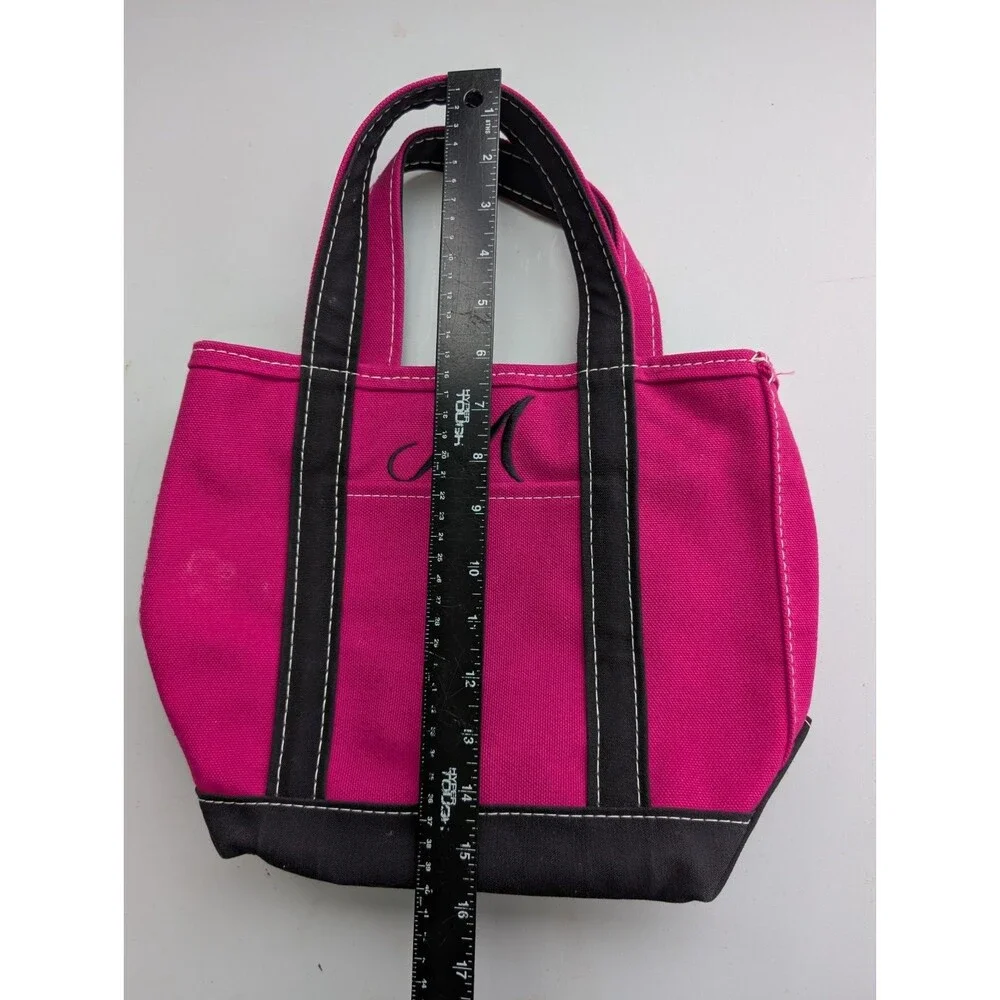 L.L.Bean Boat and Tote Small Zip Top Hot Pink Black Custom Color Monogram M USA